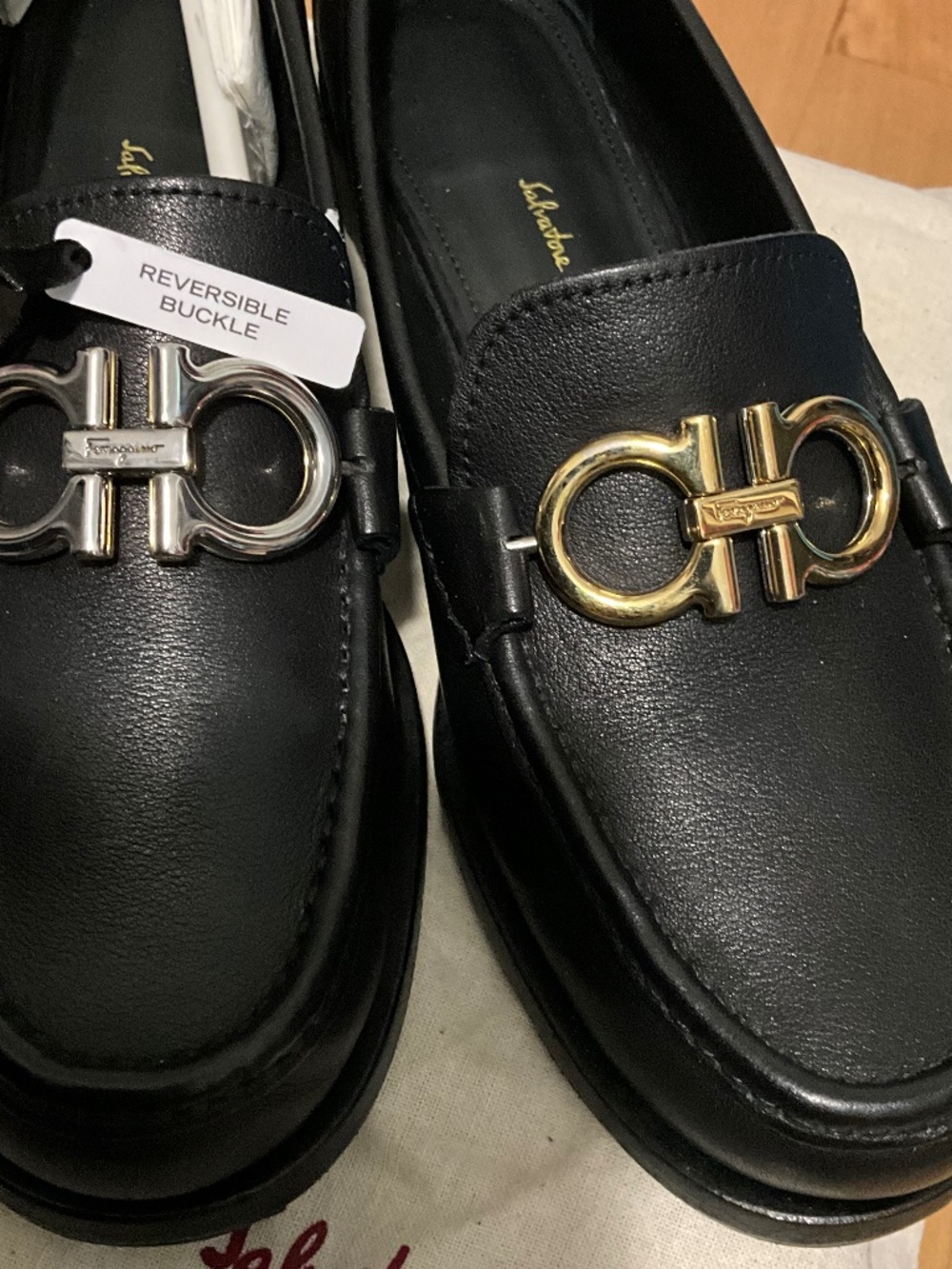 Salvatore Ferragamo loafers, black, size 6.5 C
